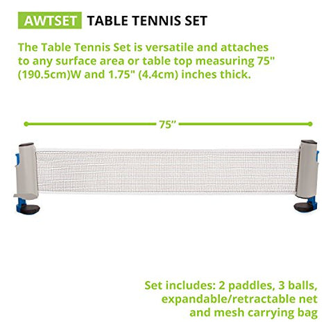 Image of Champion Sports Anywhere Table Tennis: Ping Pong Paddles, Balls, and Portable Net & Post Set to Go Version