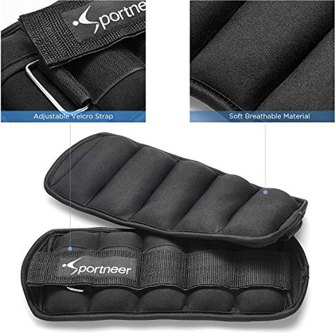 Image of Sportneer Men, Women and Kids Adjustable Ankle Weights Wrist Straps Ideal for Fitness, Walking, Running, Jogging, Exercise, Gym, Workout (0.23-0.9Kg for Each) -2 Pack