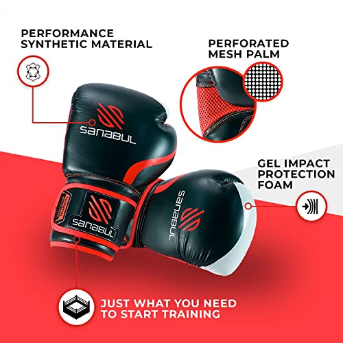 Sanabul Essential Gel Boxing Kickboxing Training Gloves (Black/Metallic Blue, 10 oz)