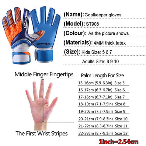 Image of SHINESTONE Goalkeeper Goalie Gloves, Youth Adult Kids Soccer Football Goalkeeper Goalie Gloves with Strong Grip and Finger Protection to Prevent Injuries(Blue,Child Size 7)