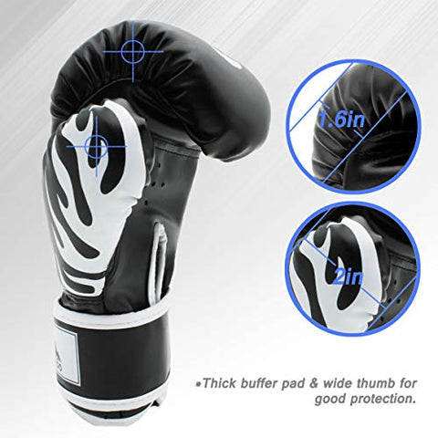 Image of Boxing Gloves 8oz Punching Gloves for Youth Adults Traning Gloves for Punching Bag Kickboxing Sparring Muay Thai MMA Fight Gloves - Black