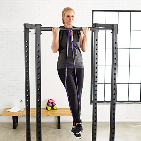 Image of AmazonBasics Resistance and Pull up Band for Chin Ups, Pull Ups and Stretching (Resistance 18.1 Kg to 36.3 Kg), 1.25" wide, rubber, purple