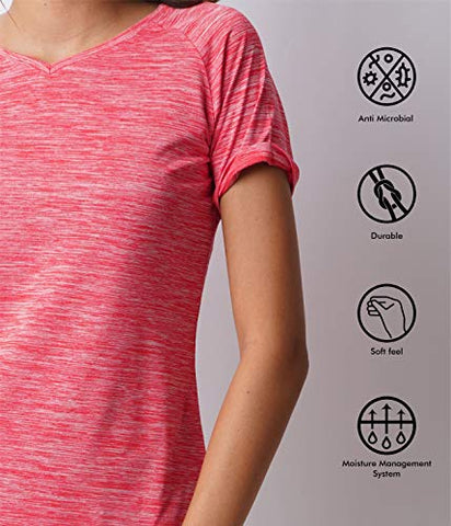 Image of LAYA Women's Sports Raglan Tee (HARPER, Large, Red)