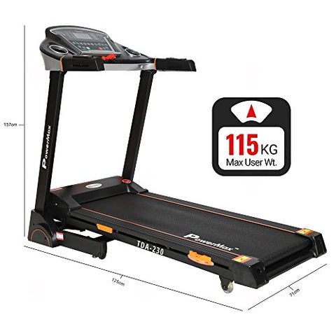 Image of PowerMax Fitness TDA-230 (4HP Peak) Smart Folding Electric Treadmill with Auto Incline, MP3, Speaker, DIY and Virtual Assistance, Exercise Machine for Home Gym and Cardio Training