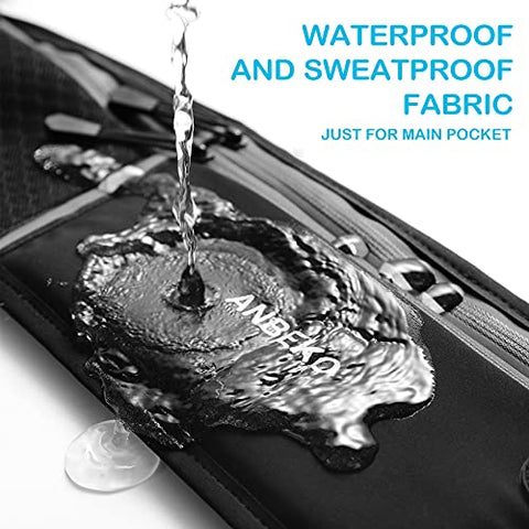 Image of ANBEKO Universal Running belt with extender, large capacity waist pack with 4 pockets,Hiking Travel Camp Running Workout Belt bag,Reflective no bounce waist pack,Easy carry any large phones