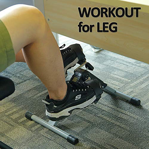 Image of Himaly Store Folding Pedal Exerciser Mini Exercise Bike Portable Foot Peddler Desk Bike Arm and Leg Peddler Machine with LCD Monitor , Silver