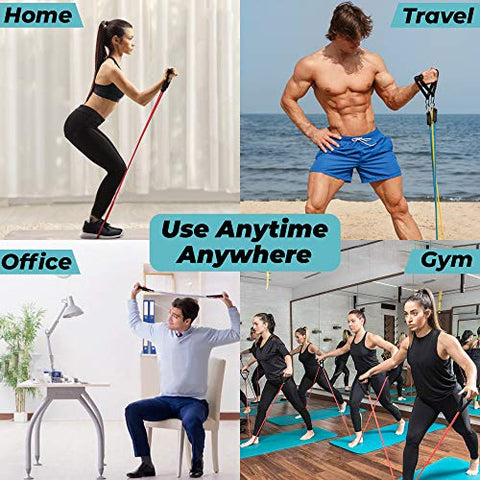Image of Fit Mammal Resistance Band Set- Warranty for Life- Resistance Bands for Workout for Men & Women- Heavy Resistance Tube & Stretch Band for Exercise- 50+ Exercise Bands E-Book