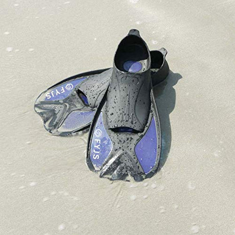 Image of F FYJS Short Swim Fins,Travel Size Diving Flippers with Mesh Carrying Bag for Adult Men Womens