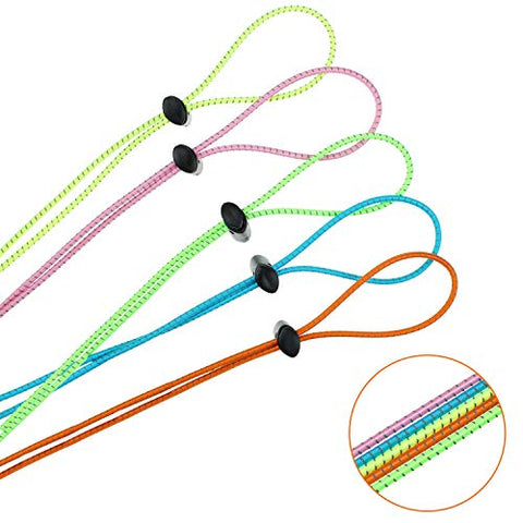 Image of 10 Sets Bungee Cord Strap Kit for Swim Goggles, Adjustable Replacement Swimming Goggle Strap with Cord Lock Clamp for Swimming Supplies (Green, Blue, Pink, Yellow, Orange)