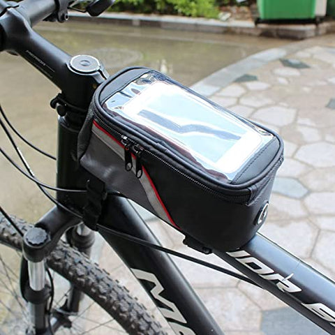 Image of Xianco Polyester Bicycle Front Bag – Waterproof Cycle Mobile Holder Bag with PVC Touch Screen 6 inch Phone