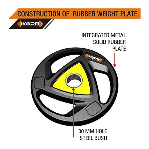 Image of Kore Professional Metal Integrated Rubber Plates DM-10KG (2.5 KG x 4 = 10 KG) Combo 16 Dumbbells Set, Multicolor