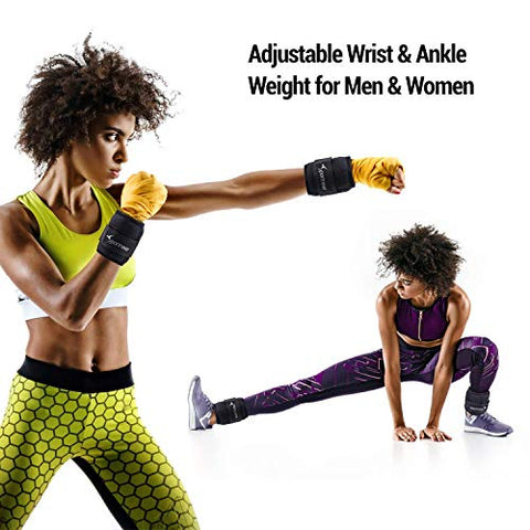 Image of Sportneer Men, Women and Kids Adjustable Ankle Weights Wrist Straps Ideal for Fitness, Walking, Running, Jogging, Exercise, Gym, Workout (0.23-0.9Kg for Each) -2 Pack
