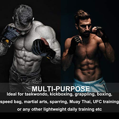 Image of ZooBoo Punching Gloves, Half-Finger Boxing Fight Gloves MMA Mitts with Adjustable Wrist Band for Sanda Sparring Bag Training (One Size Fits Most)