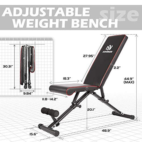 Image of ADVENOR Weight Bench Adjustable Strength Training Incline Decline Full Body Workout Foldable Exercise Bench For Home Gym