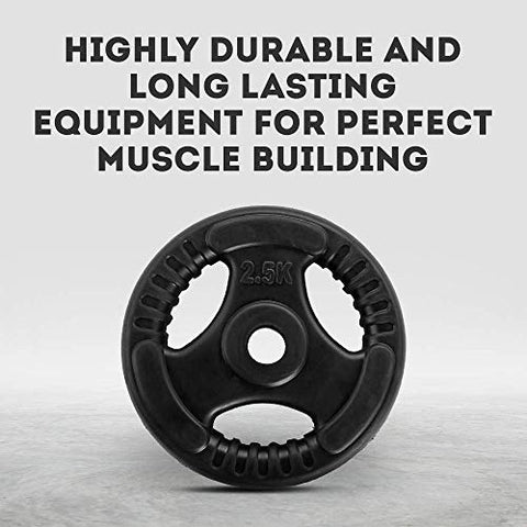 Image of FITNESS WORLD Steel Rubber Plates Pair for Home and Gym Fitness Workout - 30mm (2.5kg, Black)