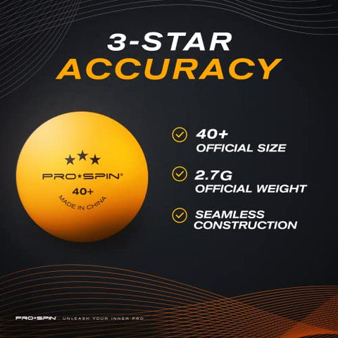 Image of PRO SPIN Ping Pong Balls - Orange 3-Star 40+ Table Tennis Balls (Pack of 24) | High-Performance ABS Training Balls | Ultimate Durability for Indoor/Outdoor Ping Pong Tables, Competitions, Games