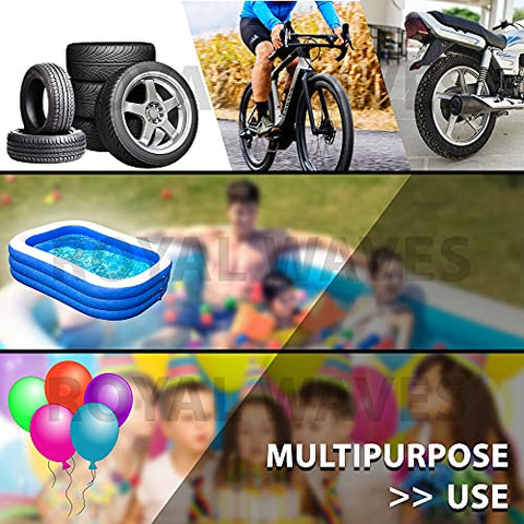 Image of Royal Waves Attractive Pump for Bicycle, car, Bike, Balls, etc, with Plastic Handle and Dual Nozzle for Air Inflation (Grey)