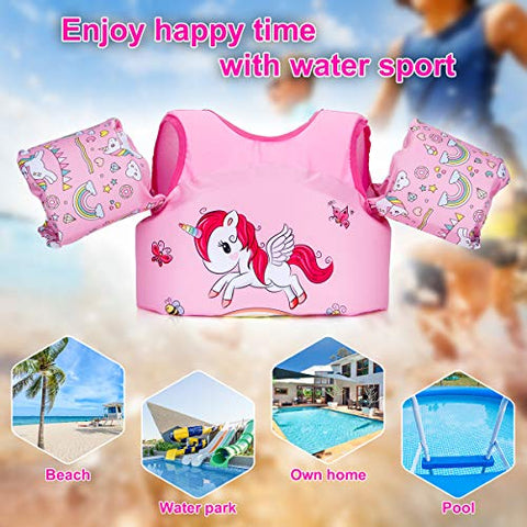 Image of Hutigertech Toddler Swim Vest 30-55 Pounds Boy & Girl, Kids Swim Life Jacket Vest for Pool, Floaties for Toddler, Baby Floats with Arm Wings for Learn-to-Swim Kids Infant