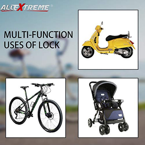 Image of AllExtreme EXHBL1M Heavy Duty Multipurpose Cable Lock for Bike, Luggage, Helmet, Steel Keylock, Anti-Theft (Multicolor)