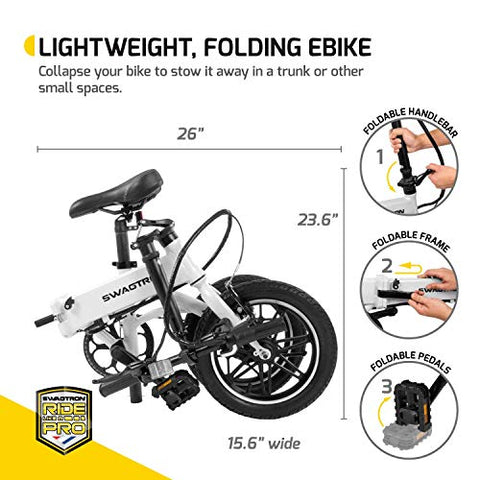 Image of SWAGTRON Aluminum Folding Electric Bike for Kids (Black, 14 Inches Wheels With Frame Size)