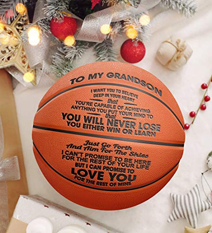 Image of GadgetsTalk Engraved Basketball Gift - You Will Never Lose - Unique Gifts for Your Grandson