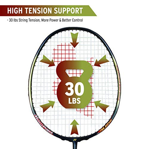 Image of Yonex Muscle Power 55 Badminton Racquet with Free Full Cover (Graphite, G4, 83 Grams, 30 lbs Tension) | Made in Taiwan+Yonex Mavis 200i Nylon Shuttle Cock, Pack of 6 (Yellow)