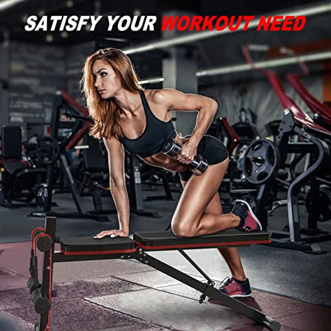 Image of naspaluro Weight Bench Adjustable, Full Body Exercise Folding Fitness Workout Bench with 7 Positions, Exercise Bench for Weight Lifting & Sit Up Abdominal Supine Board Flat Home Gym