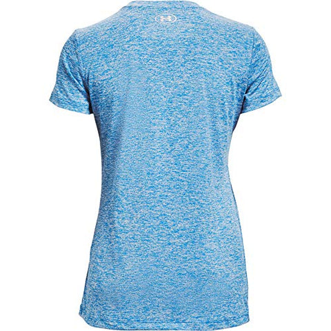 Image of Under Armour Women's Tech Twist Big Logo Short-Sleeve Crew Neck T-Shirt , Brilliant Blue (787)/White , X-Small