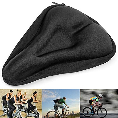 Image of fastped New Special Designing Canvas Heavy Bicycle Silicone Gel Saddle Seat & Cushion Pad Gel Cover (Black)