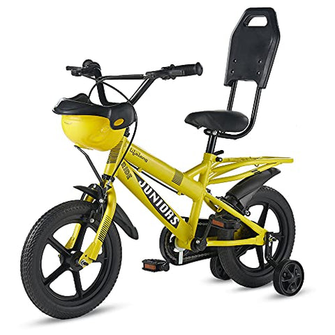 Image of Lifelong LLBC1401 Juniors Ride Cycle 14T with Training Wheel, Mudguard for Boys and Girls| 95% Assembled, Frame Size: 9" | Ideal Height : 3 ft + |Lifelong Cycle Ideal for 2 to 5 Years (Yellow)
