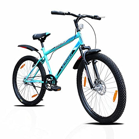 Image of Leader Men's Single Speed with Front Suspension and Front Disc Brake Without Gear Scout MTB 26T Mountain Bicycle (Sea Green & Black, Above 10 Years, 18", 26")