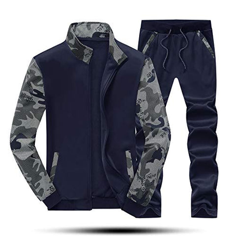 Image of MAGNIVIT Men's 2 Piece Tracksuit Set Athletic Sports Casual Full Zip Active wear Blue