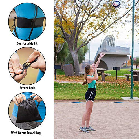 Image of HoDrme 2 Sets of Volleyball Training Aid-Volleyball Rebounder & Resistance Band-Great Trainer for Solo Practice of Serving Tosses, Arm Swings and Passing Technique