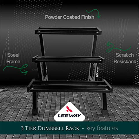 Image of National Bodyline Leeway 3-Tier Dumbbell Weight Rack Storage Stand| Dumbbell Stand & Standard Weight Multilevel Weight Storage Organizer For Home Gym| Dumbbell Rack| Weight Stand, Black (3-Tier Dumbbell Rack)