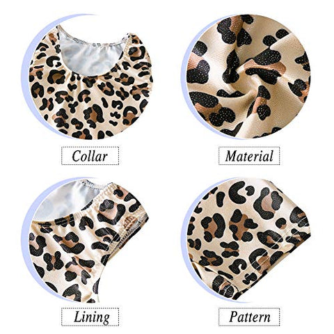 Image of uideazone Toddlers Girls Gymnastics Dance Leotards-One-piece Sparkle Bodysuit Athletic Swimwear Clothes Leopard