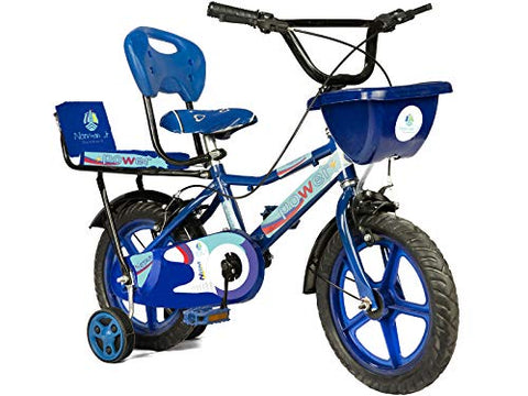 Image of Norman Jr RSJ- Double Seated Bicycle Designed in Scandinavia EU Kids Bike Bicycle for Toddlers and Kids 14 Inch Fully Adjustable with Back Seat & Support for Boys and Girls Cycle for 2 to 5 Years- Shine Blue
