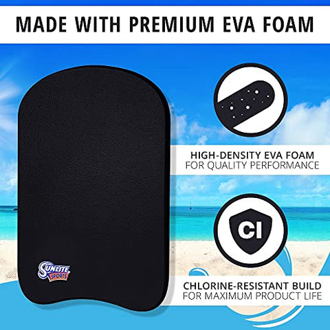 Image of Sunlite Sports Kids Swim Kickboard, Pool Float for Swimming Training and Light Water Exercise, Made of High-Density EVA Foam, Kids Boogie Board for Pool Fun (Black)