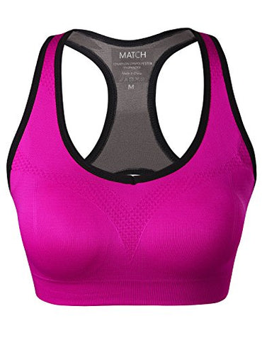 Image of Match Women Wirefree Padded Racerback Sports Bra for Yoga Workout Gym Activewear #0001, 1 Pack of 3(plum), M (32C, 32D, 34C, 34D, 36B, 36C)
