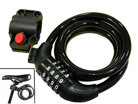 Image of Wintech Combination Lock With Mounting Cycle Holder (Black, Coated Finish)