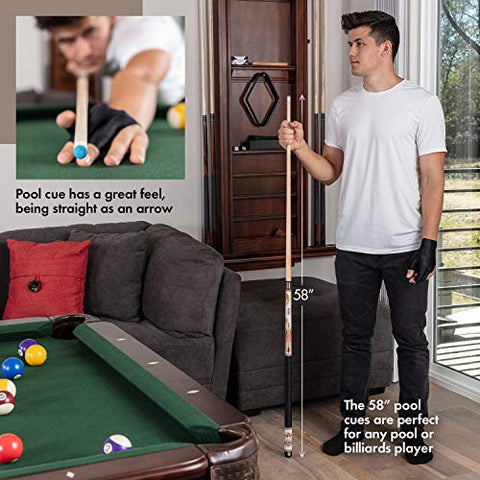 Image of PhoenixHit Pool Cue Stick Set - 58” Long Billiard Cue Stick, 19 Ounces with Accessories Included for a Memorable Billiard Experience in One Kit