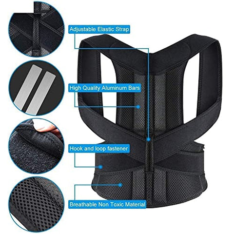 Image of FEGSY Premium Posture Corrector for Men Back Support Belt for Pain Relief for Women Adjustable Upper Back Straightener Shoulder and Chest Brace