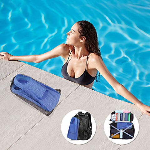 Image of Gintenco Swim Fins, Swim Training Fins for Snorkeling Swimming Diving, Floating Fins Comfortable Swim Flippers Travel Size with Bag for Adults Men Women Kids