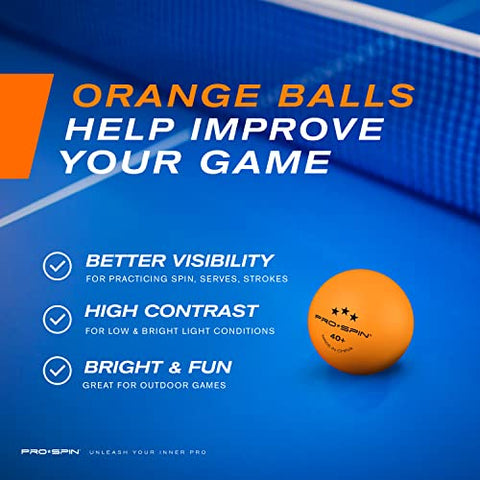 Image of PRO SPIN Ping Pong Balls - Orange 3-Star 40+ Table Tennis Balls (Pack of 24) | High-Performance ABS Training Balls | Ultimate Durability for Indoor/Outdoor Ping Pong Tables, Competitions, Games