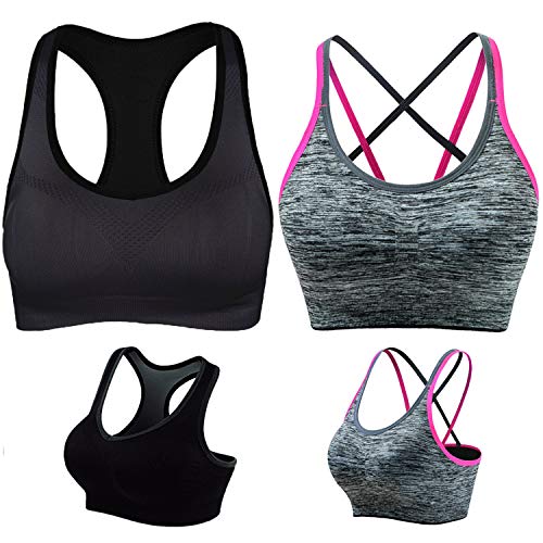 LUCKY CUP Padded Strappy Sports Bras for Women Girl Sexy Thin Underwear  Crisscross Back
