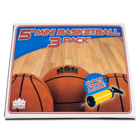 Image of Crown Sporting Goods Mini Basketball with Needle and Inflation Pump (Set of 3), 5-Inch