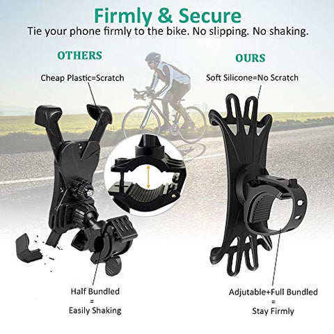 Image of Tarkan Universal Bike Mount Silicone Mobile Holder, 360° Rotating Handlebar Stand for Bicycle, Motorcycle, Scooty Fits All Smartphones (Black)