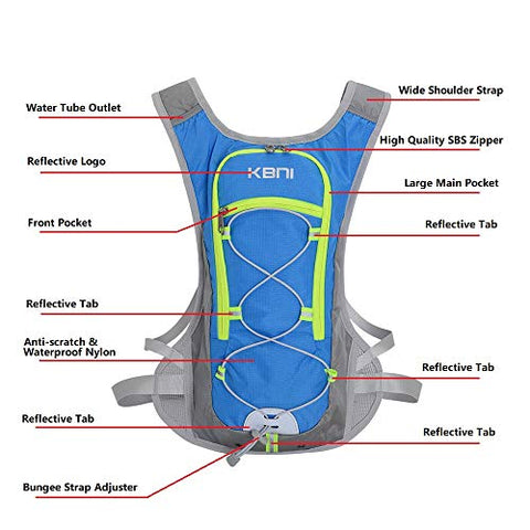 Image of KBNI Hydration Backpack with 2 Litre (68 Ounce) Water Bladder, Lightweight, Suitable for Outdoor Hiking Running Cycling Camping Climbing Sports Perfect for Men Women & Kids