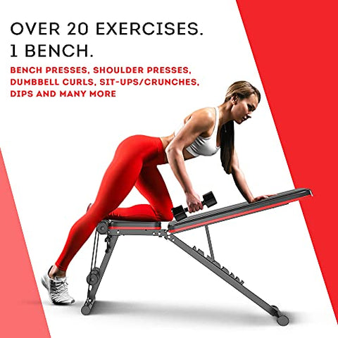 Image of FITNESS WORLD Home Multi Functional Weight Workout Strength Training Multi-Purpose Foldable Incline Decline Exercise Foldable Bench - Weight Limit: 215 Kg