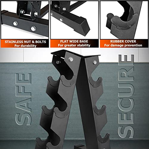 Image of A2ZCARE Steel Dumbbell Rack, Dumbbell Storeage Rack, 5 Tier Weight Rack Dumbbell Stand, Dumbbell Holder, Dumbbell Rack Stand, Weight Racks for Dumbbells. (3 Tier Rack)