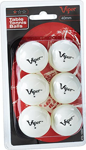 Image of Viper Table Tennis Balls, White 40mm Regulation Size, 1 Star Rating, 6 Pack